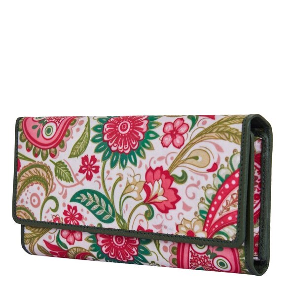 Paisley Printed Fabric Trifold Wallet & Card Holder – Women Organizer, ID Window - Picture 8 of 8